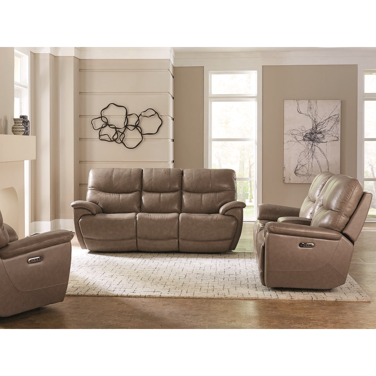 Leather reclining sofa with usb port clearance